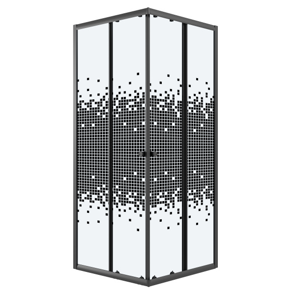 Душевое ограждение Niagara Eco (100х100х190) квадрат,раздвижное,черный,стекло мозаика,1 место NG-1010-14QBLACK 