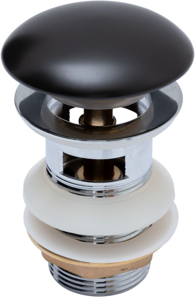 Донный клапан Aquanet черный матовый, с переливом в магазинах СантехГид