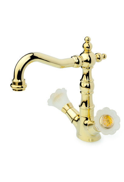 Смеситель для умывальника высокий, Camelia золото_Комплект