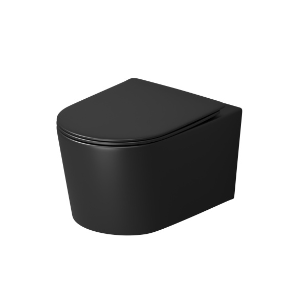 Унитаз подвесной Grossman (520х360х365) безободковый,смыв торнадо,черный матовый с тонко GR-4499BMSQ