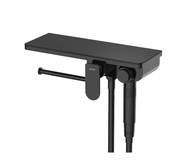 Гигиенический душ с бумагодержателем и полочкой черный GAPPO G7295-16