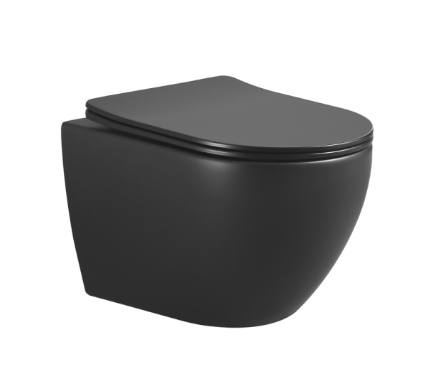 Унитаз подвесной Nero черный матовый с крышкой