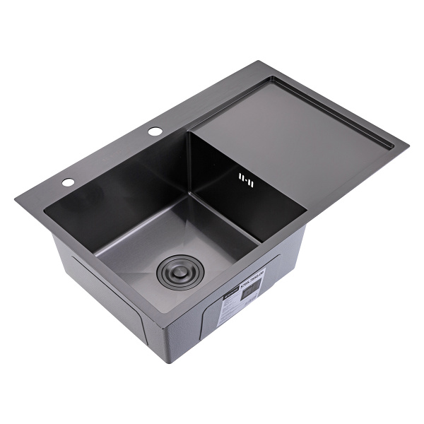 Кухонная мойка Splenka S705.7850.09 с крылом из нержавеющей стали в базу от 50см (чаша СЛЕВА), графит