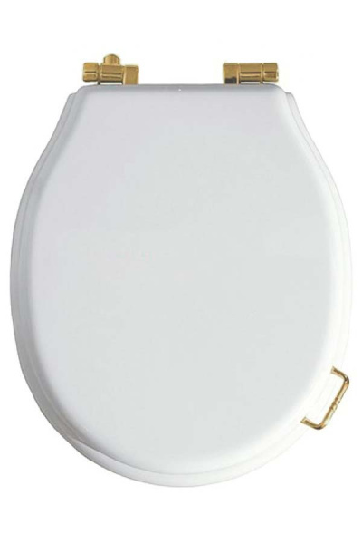 Крышка для напольного унитаза (массив) белый бронза_Комплект