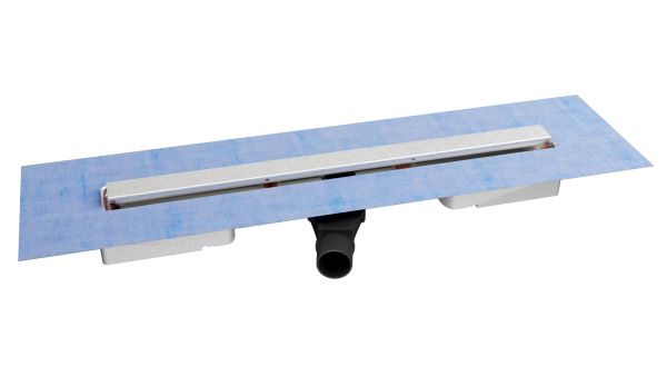 Желоб BERGES водосток C1 Norma 300, Хром матовый, S-сифон D50 H60 боковой