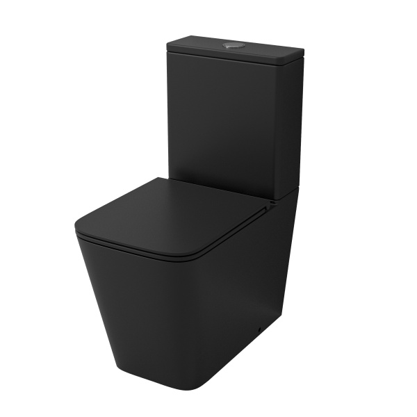 Унитаз напольный Grossman (610х365х825) безободковый,черный матовый с тонкой крышкой,смы GR-4418BMSQ