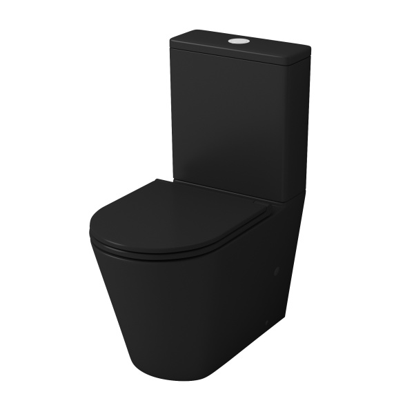 Унитаз напольный Grossman (670х380х850) безободковый,черный матовый с тонкой крышкой,микр GR-4449BMS