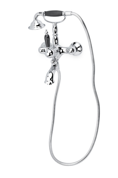 Смеситель для ван(душ.комплект)TRADIZIONALE CHROMO с черной керамикой