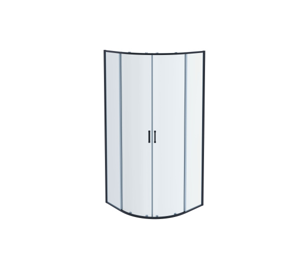 AQ ARI RO10020BL Душевой уголок 1/4 круга, двери раздвижные 1000x1000x2000, профиль черный, стекло прозрачное 