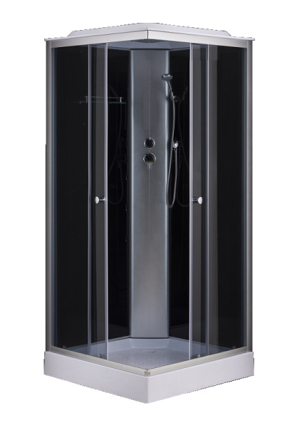 Душевая кабина Loranto CS-6491F 1000х1000х2150 серая, прозрачное стекло 4мм, поддон 13см, профиль сатин (CS-6411G,100*100*215)