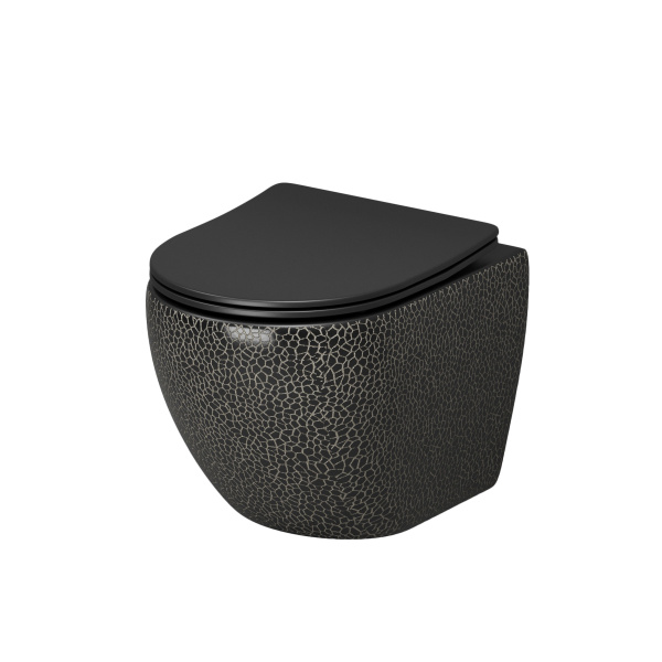 Унитаз подвесной Grossman (480х365х370) безободковый,черный глянцевый с тонкой крышкой GR-4455BBLS