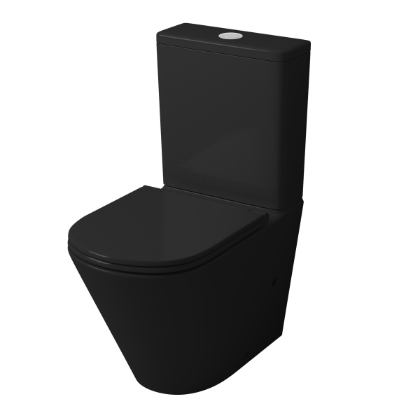 Унитаз напольный Grossman (605х380х825) безободковый,черный матовый с тонкой крышкой,микр GR-4450BMS