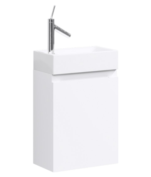 Подвесная тумба в белом глянцевом цвете с одной дверью (петли справа)