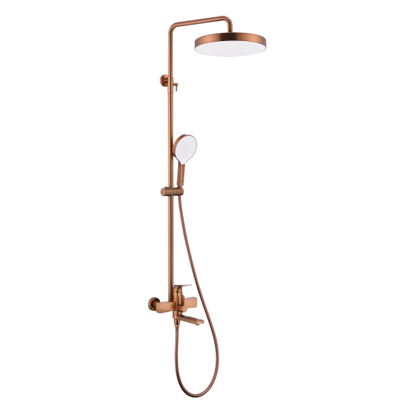 Душевая система Raglo для ванны и душа излив поворотный 20 см, матовая медь R07.24.33