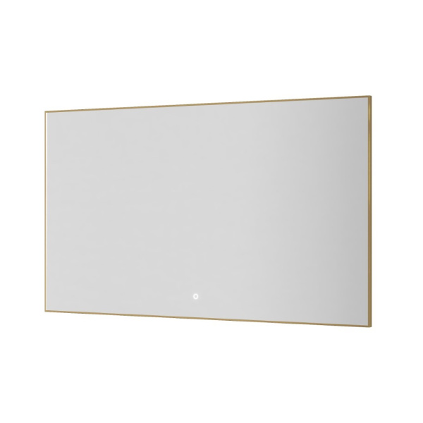 Прямоугольное зеркало , мет. рама, подсв., сенсор, антизапотевание, 120*70 GOLD 
