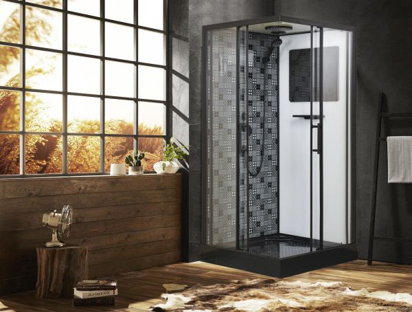 Душевая кабина квадратная c крышей  ESB-100CKR. Размер: 100 х 100 х 210см.