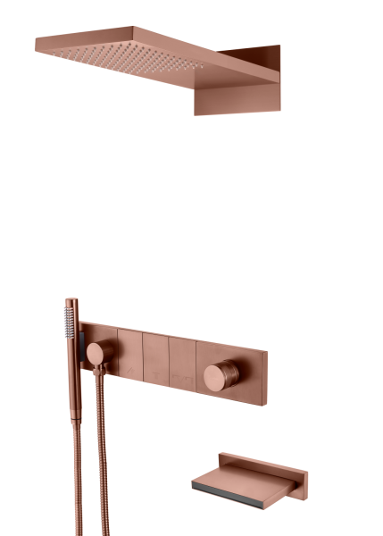 Встроенная душевая система с изливом ZODIAC, трехпозиционная Brushed Bronze