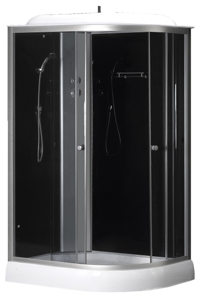 Душевая кабина LORANTO 120х80х215 с низким поддоном 13 см, черное закаленное стекло 4 мм, профиль хром () CS-66121L G 120