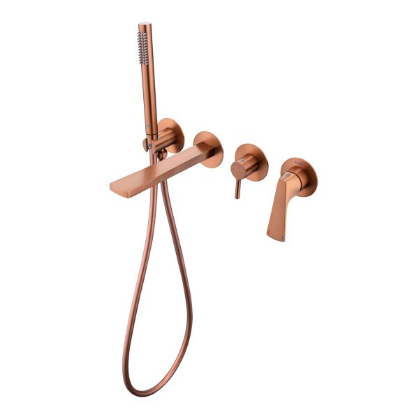 Смеситель Raglo для ванны и душа встраиваемый излив монолитный 20 см, матовая медь R07.32.33