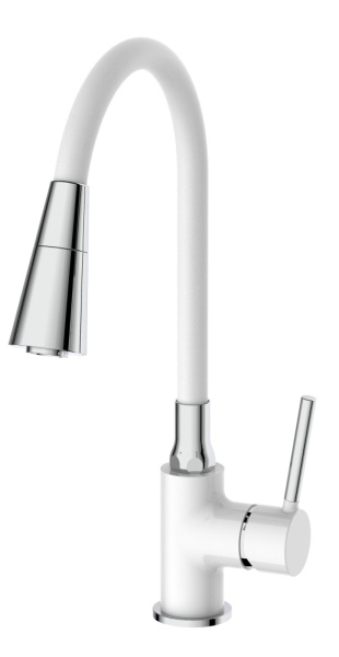 Смеситель для кухни белый хром FRAP F4044-8