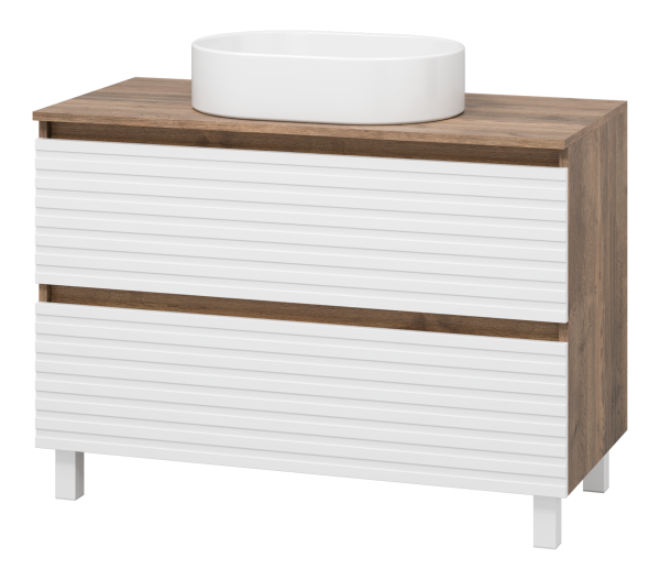 DAKOTA -100 Тумба напольная 2 ящ. (ДСП (Дуб Гал. Белый) + раковина