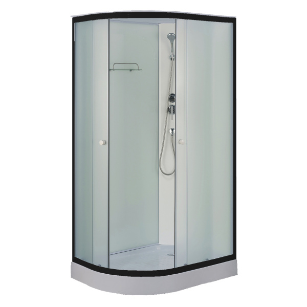 Душевая кабина Loranto 1180х780х2080 правосторонняя, белое заднее стекло, поддон 14 см, матовое стекло 4 мм, профиль черный () CS-877EBTM/W-120