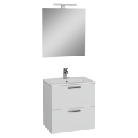 Mia комплект мебели, 60 см, с ящиками,  (тумба, раковина, зеркало), цвет белый глянец