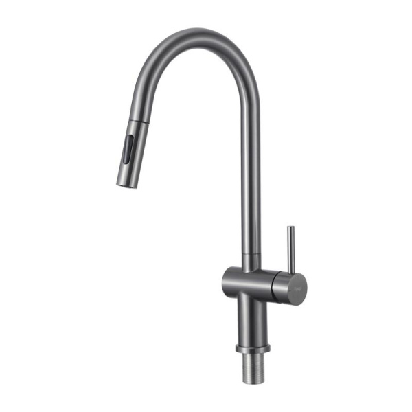 Смеситель для кухни с выдвижным изливом оружейная сталь FRAP F60807-9