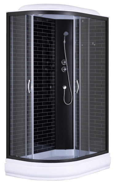 Душевая кабина Loranto 120х80х215 поддон 20 см, черный кирпичный узор, серое стекло 4 мм, профиль черный () CS-66120-20R GB 120