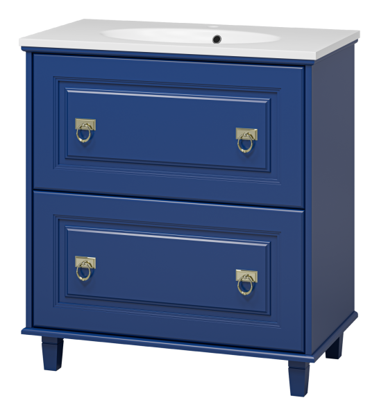 Версаль - 80 Тумба с 2 ящ. синяя матовая + раковина