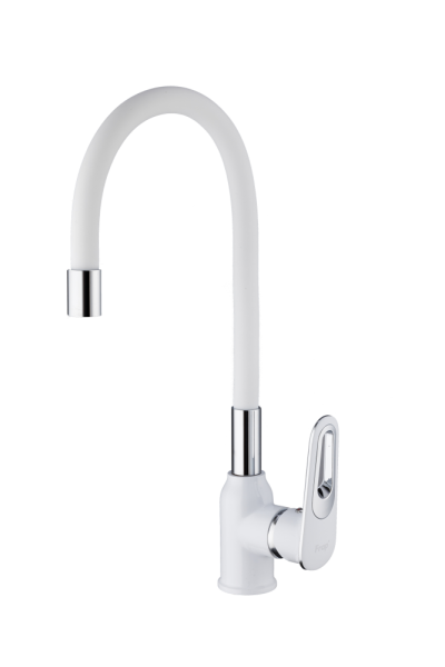 Смеситель для кухни гибкий излив белый/хром FRAP F4049