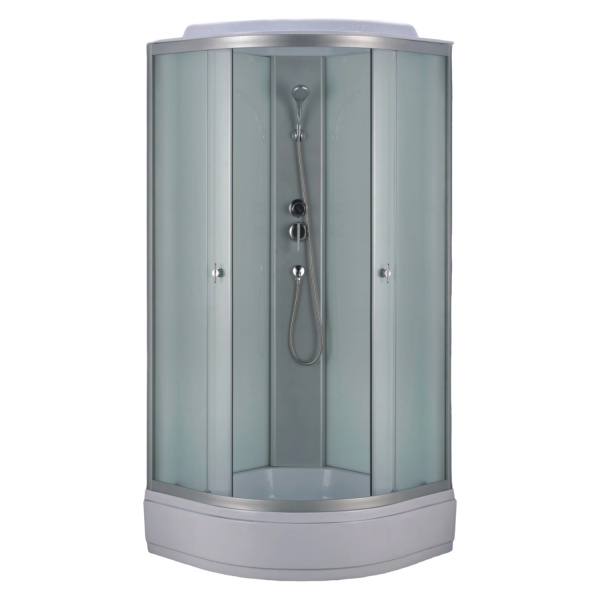 Душевая кабина Loranto 1000х1000х2150 белое заднее стекло, поддон 26 см, матовое стекло 4 мм, профиль хром матовый () CS-985TM/W-100