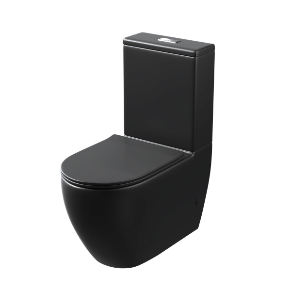 Унитаз напольный Grossman (675х360х820) безободковый,черный матовый с тонкой крышкой,микр GR-4446BMS