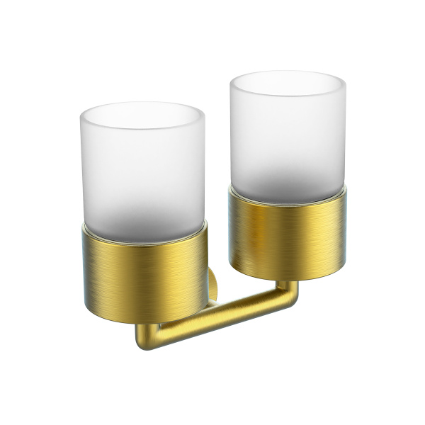 Стакан для зубных щеток с держателем Raglo R320.08.03 двойной,сатин золотой