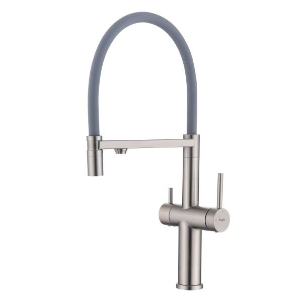 Смеситель Raglo для кухни с подключением к фильтру съёмный гибкий излив с магнитным фиксатором, сатин R20.63.05