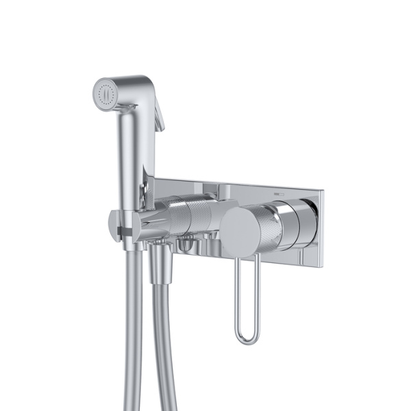 Встраиваемый смеситель с гигиеническим душем с защитным клапаном, глянцевый хром,  Duna, IDDIS, DUNSBV0i08