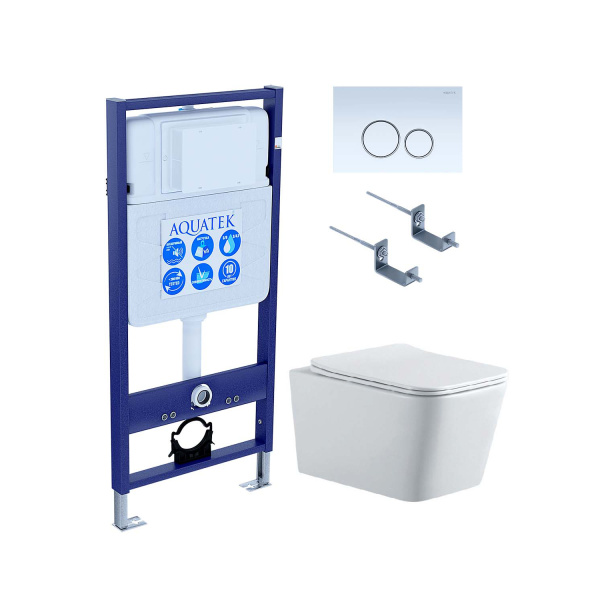 (рама AQUATEK Standard INS-0000012 с клавишей KDI-0000015 и крепежом KKI-0000002+унитаз ЛИБРА N AQ0530N-00 с тонким сиденьем sc SET AQUATEK ЛИБРА N KDI15