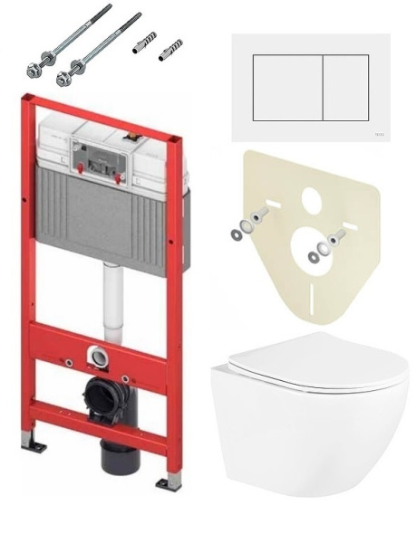 Инсталляция TECE 4 в 1 с подвесным унитазом Aquatek ЛИБЕРТИ с микролифтом, панель смыва белая