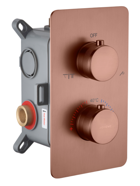 Смеситель встроенный с термостатом 2-х проходной CELL BRUSHED BRONZE