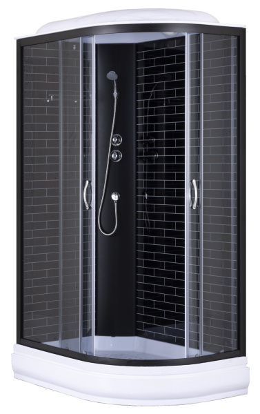 Душевая кабина Loranto 120х80х215 поддон 20 см, черный кирпичный узор, серое стекло 4мм, профиль черный () CS-66120-20L GB 120