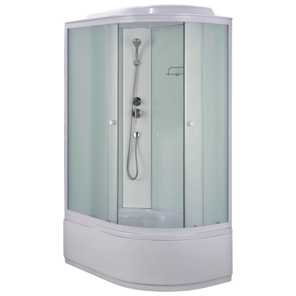 Душевая кабина Loranto 1180x780x2150 левосторонняя, белое заднее стекло, поддон 40 см, матовое стекло 4 мм, профиль белый () CS-886EDTM/W-120