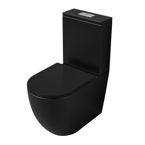 Унитаз напольный Grossman (640х360х835) безободковый,черный матовый с тонкой крышкой,мик GR-4494BMSQ