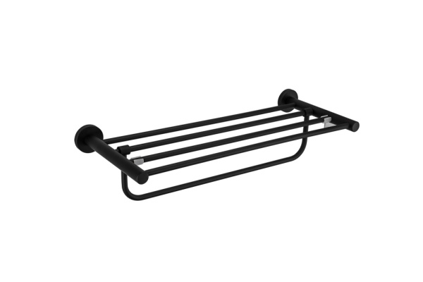 Полка с полотенцедержателем чёрная FRAP F30224