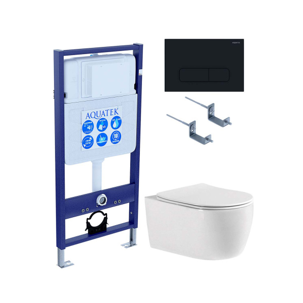 (рама AQUATEK Standard INS-0000012, клавиша KDI-0000017, крепеж KKI-0000002+унитаз ЕВРОПА AQ1106-00 с тонким сиденьем sc) SET AQUATEK ЕВРОПА cmp017