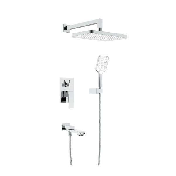 Душевая система Raglo для ванны и душа встраиваемая на 3 режима излив поворотный 20 см, хром R01.27