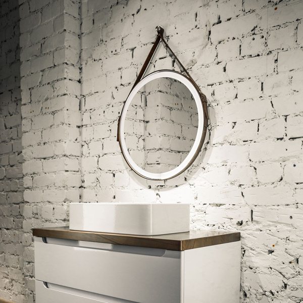 Зеркало Kapitan light D510 (бесконтактный сенсор, коричневая кожа) 