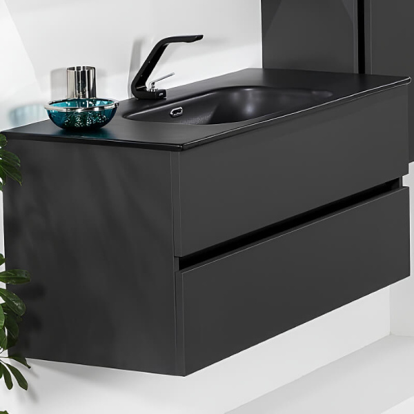 Тумба без раковины Vallessi 120*46cm АНТРАЦИТ мат. 2 полки,