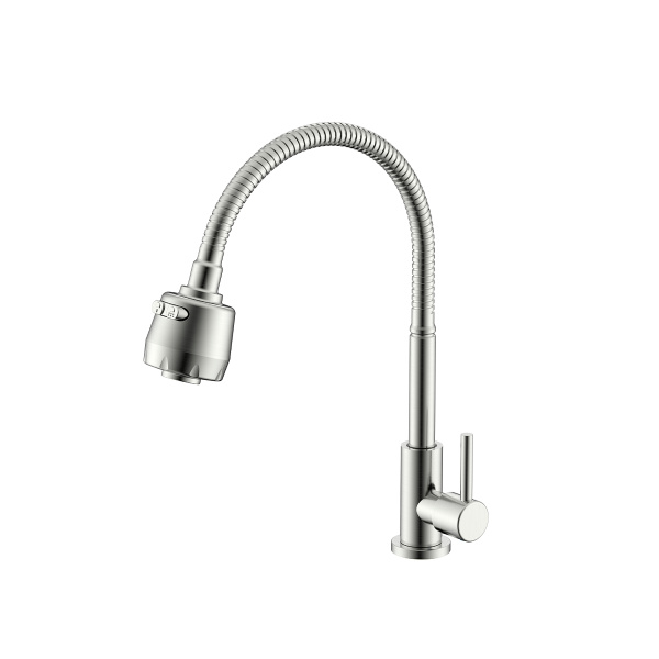 Кран Splenka S249.482.05 для кухни 2-х режимный гибкий поворотный излив, сатин