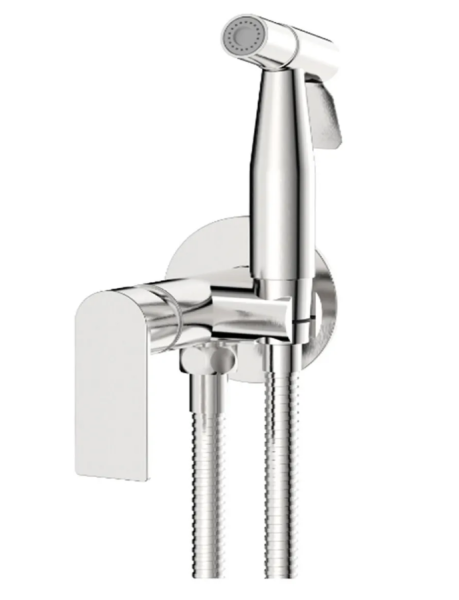 Смеситель нержавейка встраиваемый гигиенический душ сатин Frap F72806