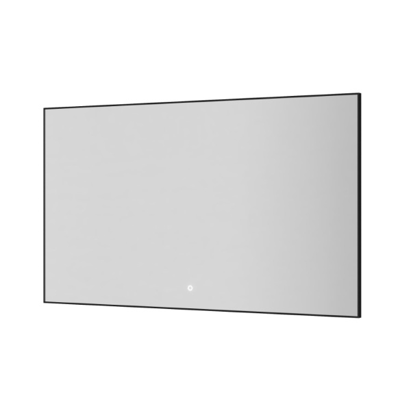 Прямоугольное зеркало , мет. рама, подсв., сенсор, антизапотевание, 120*70 BLACK 